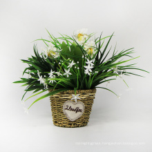 Deluxe designer home decor artificial silk plants wall basket